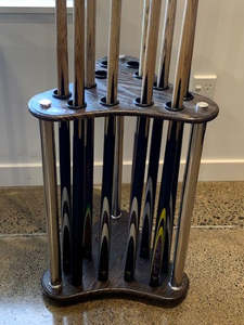 Chalk Tips Ferrules: Wood and Chrome Cue Stand