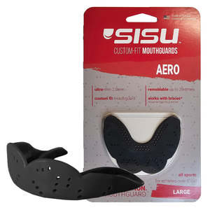 Sport Exercise: SISU Nextgen Aero Mouth guard - LARGE Charcoal Black -Slim Fit Sports Mouthguard for Adults - Braces Compatible