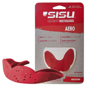Sport Exercise: SISU Nextgen Aero Medium Red Mouthguard – Slim Fit Sports Mouthguard for Adults & Teens - Braces Compatible