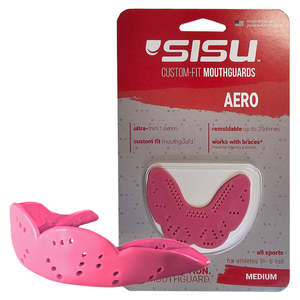 Sport Exercise: SISU Nextgen Aero Medium Hot Pink Mouthguard – Slim Fit Sports Mouthguard for Adults & Teens - Braces Compatible
