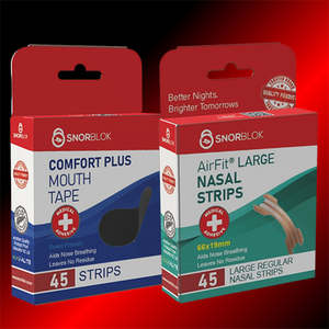 Deviated Septum: Snorblok Nasal Strips and Mouth Tape Combo (Large)