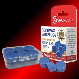 Earplugs 1: Snorblok Beeswax Earplugs (30+ Uses/Pair) 3 Pairs