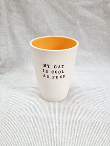 My Cat is Cool as Fuck' Tumbler - Melon - Snowfox Ceramics