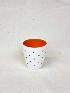 Mini Tumbler - Orange & Red Hearts - Snowfox Ceramics