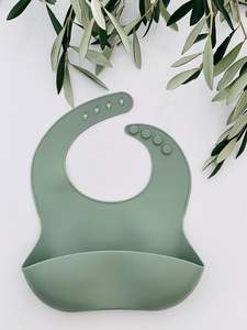 Deluxe Silicone Bibs: Deluxe Silicone Bib | Olive