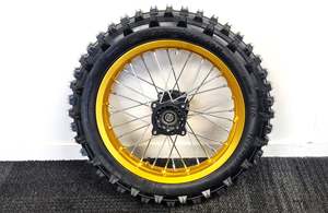 4 Stroke Wheels Tyres Tubes: 15mm Axle 1.85x14 14" Rear Wheel Gold Aluminium Rim and Tire 90/100-14 (4T076G)