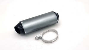 Exhaust Muffler: 38mm Alloy Exhaust Muffler + Clamp 110cc/125cc/140cc PIT Bike (4T135/38mm)