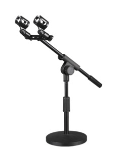 Microphone Stands: Adjustable Desktop Dual Holder Microphone Stand WD-213 (ST50)