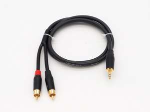 Other Cables: Handmade Japan Canare 1.0m Aux Audio 3.5mm Stereo to 2 RCA Y Cable (CB-47)