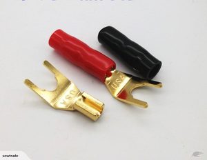 Plug Socket: 8 x High quality Gold Plated Copper Speaker Spade Y Fork Connector (PC-55)