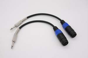 Pair of Speakon Female Socket to ¼ Mono Jack Heavy Duty Converter Cable (CB-77)