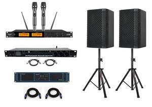 800w RMS 12 inch Speakers Wireless Mic Karaoke PA System Package (A1)