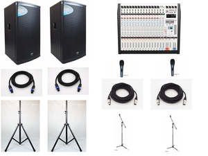 500w RMS/ 2000w Peak 15" Speaker w Powered Mixer PA System Package (20)