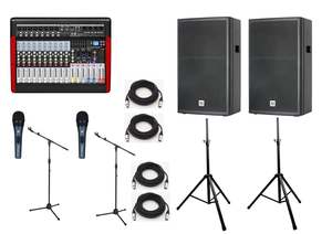G12-DX mixer w LA-15X 15" speakers 1000w RMS PA System Package (26)