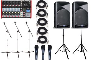 ICM 1400W 15 inch Powered PA Speaker System (2)