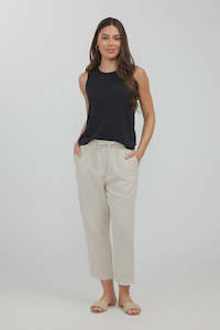 Pants: Humidity Lido 3/4 Linen Pants Natural