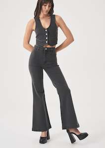 Rollas: Rollas Eastcoast Flare Brad Black in Washed Black