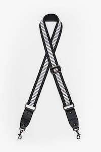 Antler: Antler Bag Strap Black W/ Silver Tracks