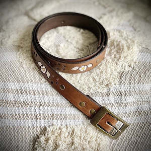 Belts: Tiggy By Cuddington Peace and Love Belt  Vintage Brown