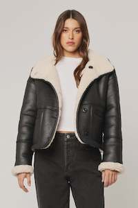 Faux Shearing Jacket in Black