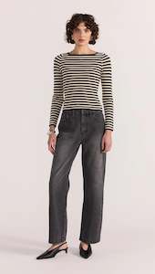 Jumpers: Lana Stripe Knit Top Black