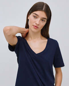 Tees Tanks: Dark Blue Basic V neck Tee