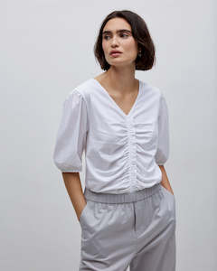 White Tee Ruffle Detail White