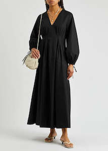 Dresses: Pre Loved Lee Matthews Dress Black Cotton Poplin Size 3 RRP $1300