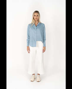 Humidity: The Chambray Shirt  Mid Blue