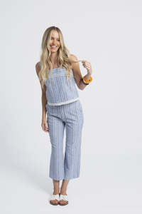 Eve Stripe Pant Blue White