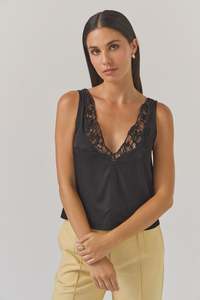 Tops: Tuesday Label Liquid Cami /Black Lace
