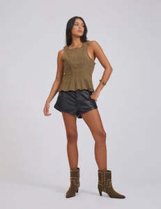 Desert Muse Peplum Top Khaki