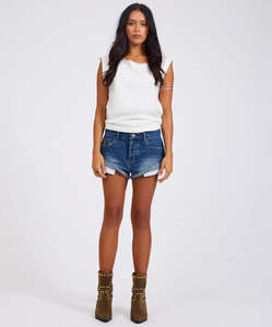 Scarves: Bandits Low waiste Denim Shorts  Blue Paisley