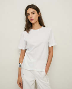 Round Neck Organic Cotton Tee Blanco