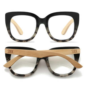 RIVIERA BLACK/IVORY l Wooden Magnifying Blue Light Blocking Readers