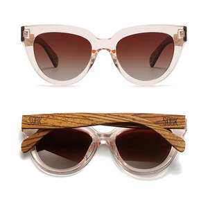 (b2b) FLUTTER Blush l Sunglasses l Brown Lens l Walnut Wood Arms RRP $89.99