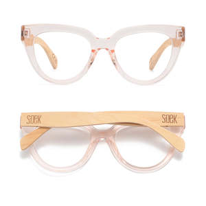 All Sunglasses: FLUTTER BLUSH l Walnut Arms l Blue Light Blocking Magnifying