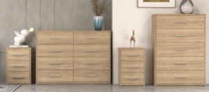 bedroom furniture sets: Bedroom Set – 4 Piece – Sahara - 2 x Bedside,1 x Tallboy & 1 x Lowboy