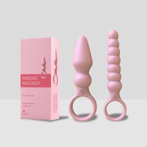 For Him 1: Vibrating Buttplugs Set With Pull Ring and Ribbings