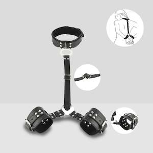 Bdsm 1: Leather Collar With Handcuffs