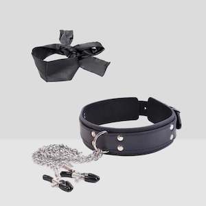 Bdsm 1: Silicone Collar, Satin blindfold and Nipple Clamps