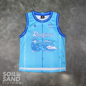 Kids Ranginui Singlet – Sky Blue Soil and Sand