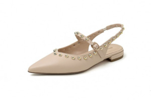 Nude Leather Slingback Flats – Camille (PREORDER)