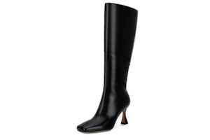 Aw24: Black Leather Knee-High Boots – Lila (PREORDER)