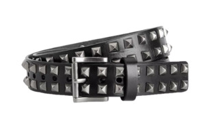 Accessories: Black Leather Studded Belt - Rogue
