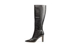 Boots: Fantasy Croc Leather Knee-high boots Black - size 41