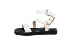 Flats: Anne Sandal White