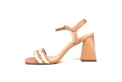 Heels: Eli Block Heel Sandal Nude