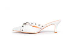 Lou Kitten Heel Mule White PREORDER