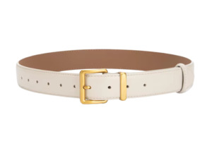 Cream Leather Belt Gold Buckle - Sienna